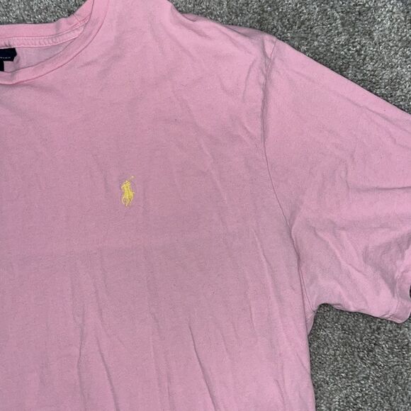 Vintage Polo Ralph Lauren Light Pink Crewneck W/Yellow Pony Horse T Shirt XXL - Picture 2 of 6